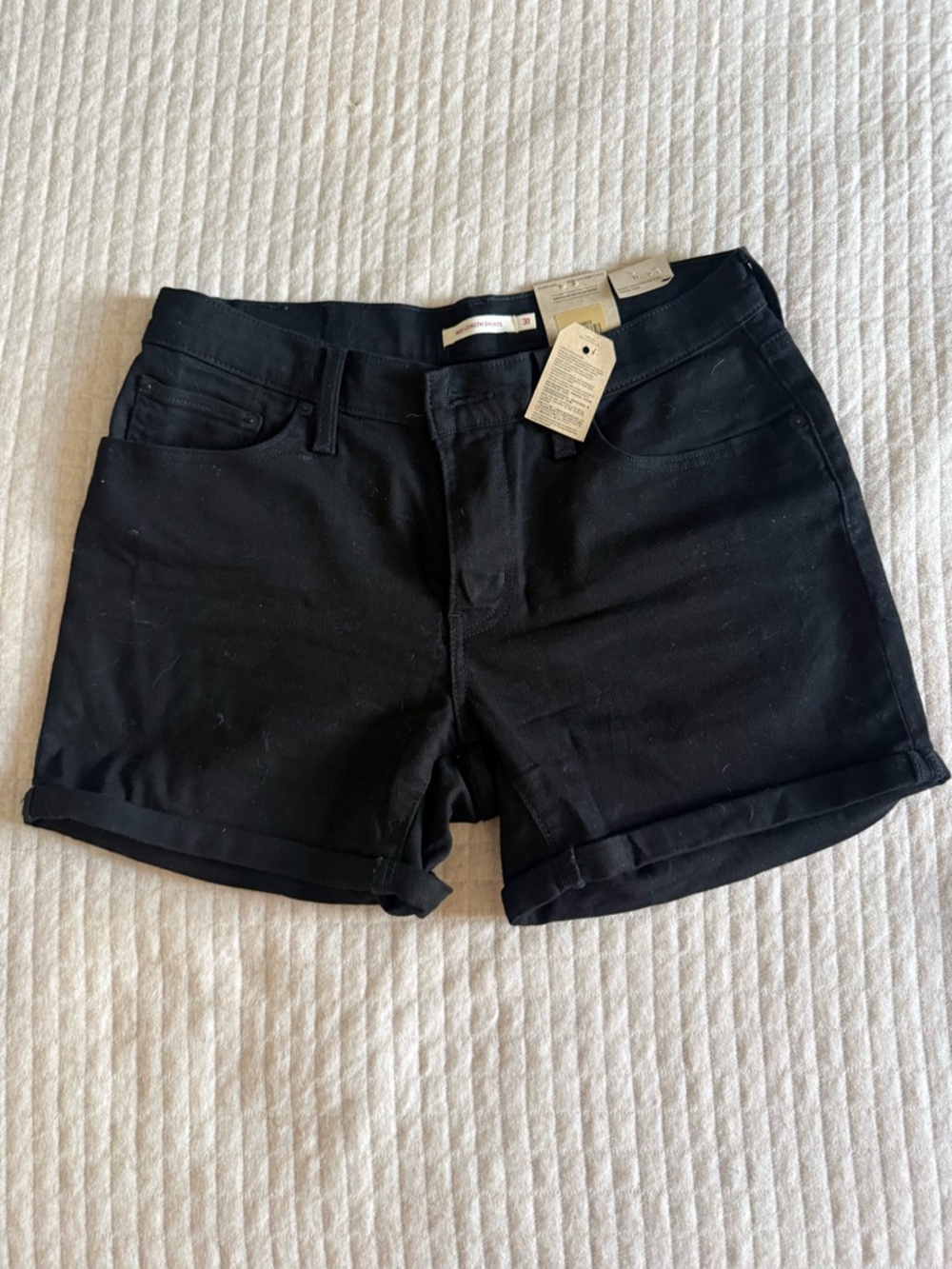 Levi's Black Rolled-Hem mid length Denim Shorts sz 12